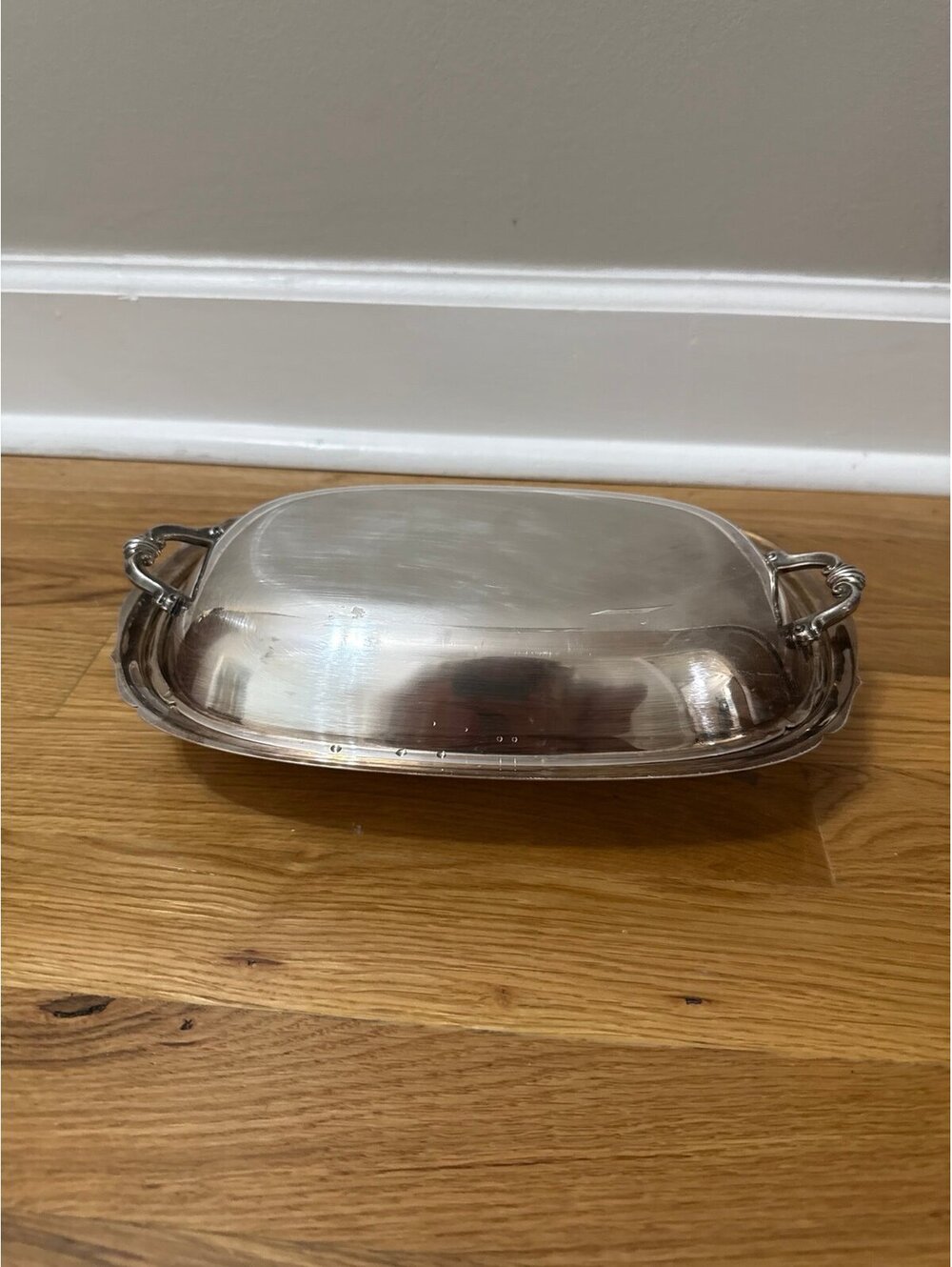 Vintage Silver Plate Serving Dish Lid Handles